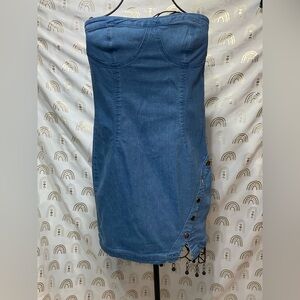 Chesley Blue Denim Dress with Heart Detail